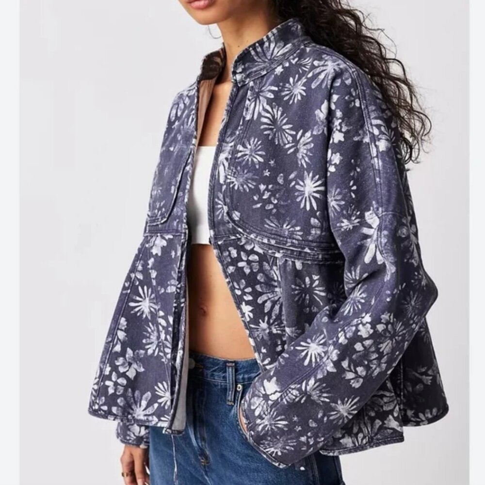 NEW $168 FREE PEOPLE LUA BED FLORAL JACKET M L